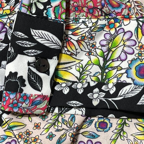 Jones NY Floral Patchwork Blouse Top Size 1X Button Front Collar Multi-Color - Picture 6 of 9